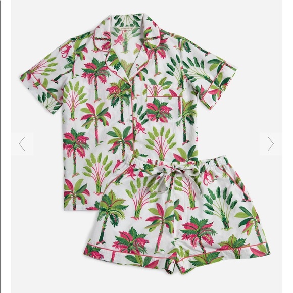 Anthropologie Other - ANTHRO Tropical Palm Basil Short Sleeve Pajama Set